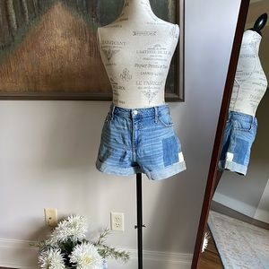 Size 11 Hollister High-Rise Patchwork Boyfriend Shorts